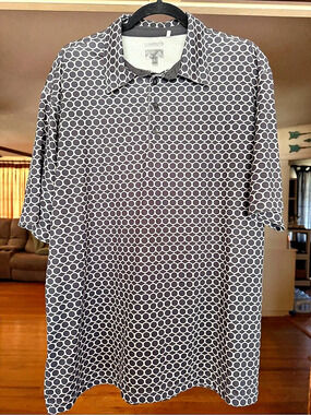 Perry Ellis Geometric Polo in Black & White Like New